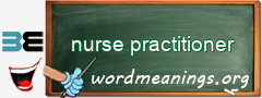 WordMeaning blackboard for nurse practitioner